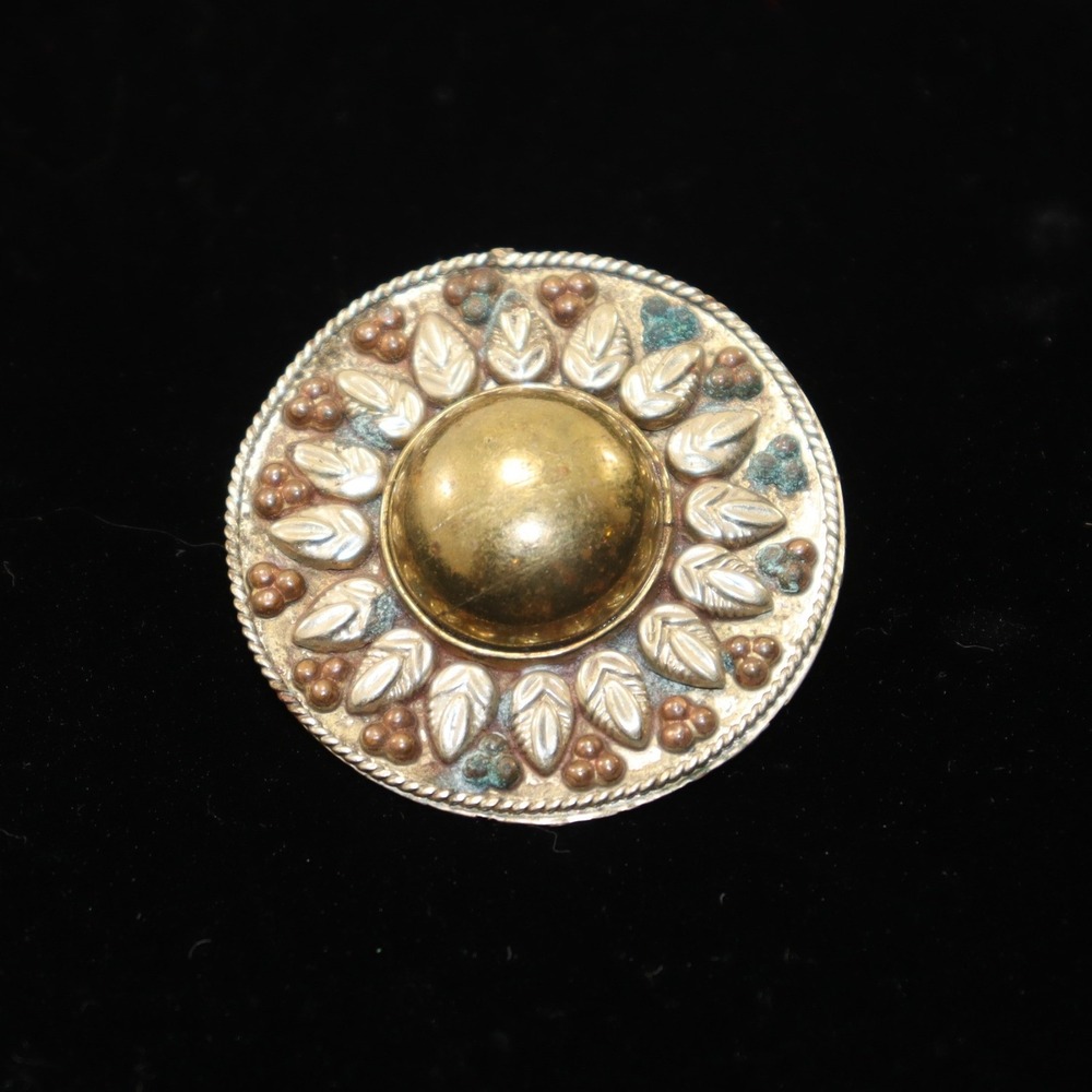 Unbranded Brooch Pin Womens OS Gold Silver Copper Vintage Sunburst Leaf Antique
